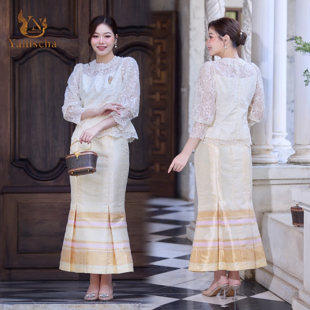 ชุดร้านญาณิศชา ผ้าไทย ชุดไทย เสื้อลูกไม้ใยบวบฝรั่งเศษ (สีนวล) ผ้าถุง ผ้าไหมแพรวา ทอลายกาฬสินธุ์ สำเร็จรูป - ชุดออกงาน ไปวัด Shopee  เสื้อผ้าแฟชั่นผู้หญิง  ชุดเข้าเซท  อื่นๆ #คิวนา #qiwna #โค้ดส่วนลด #คูปองส่วนลด